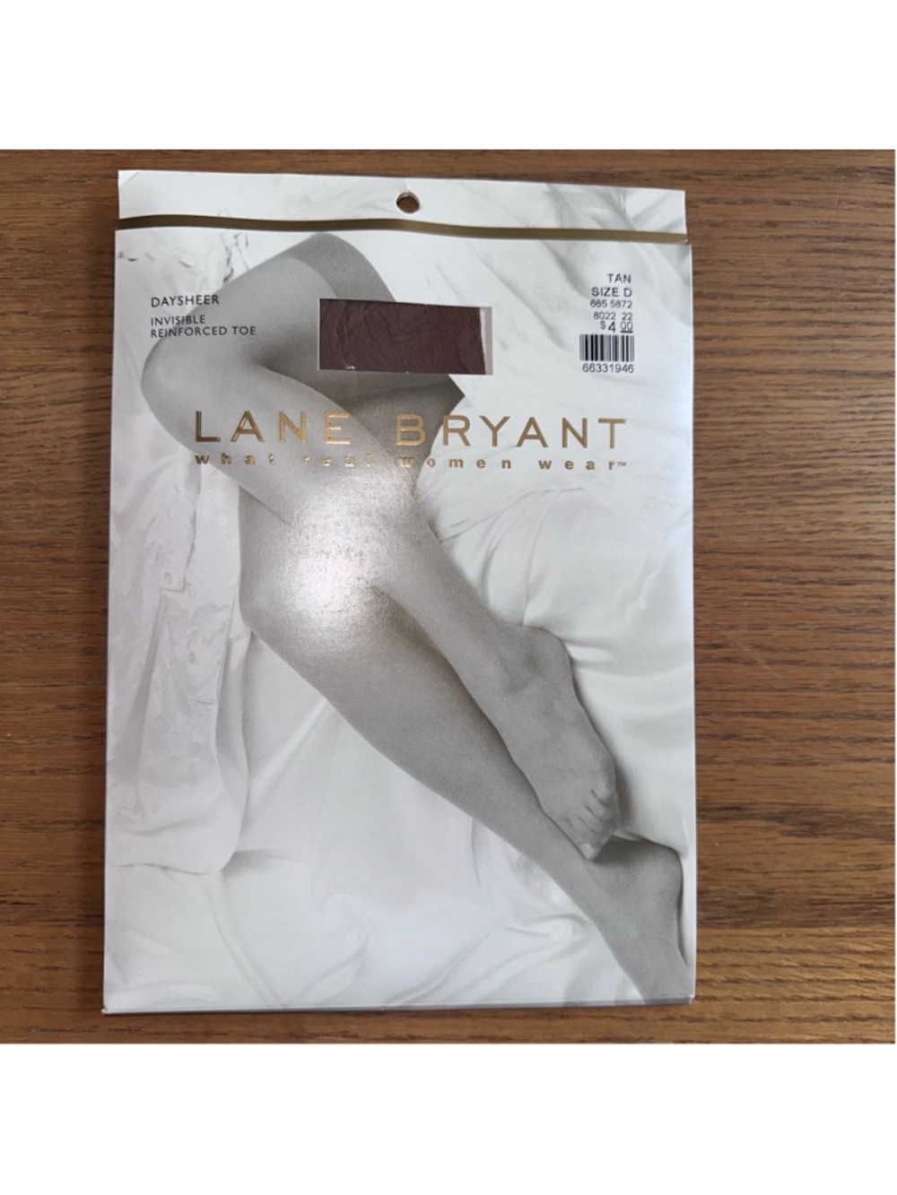 NOS Women's Size D Lane Bryant Tan DaySheer Reinforced Toe Pantyhose USA